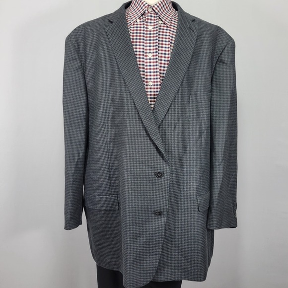 Calvin Klein Men's Sport Coat Blazer Two Button CH GRAY‎ Checked Silk Wool 60L - Picture 1 of 13
